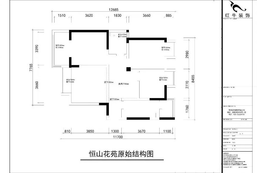 南京恒山花苑106㎡簡歐風格--靜享優雅生活03恒山花苑原始結構圖