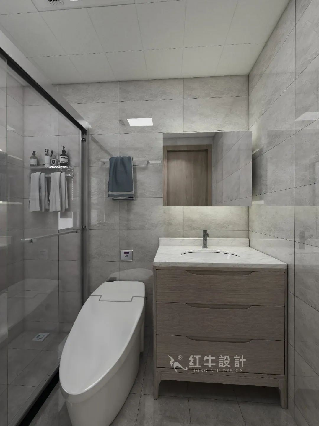 劉萍萍_花崗鴻福城132㎡現代簡約風格_兩套小戶型打通變大宅，中西雙廚房+衣帽間打造品質生活！15衛生間