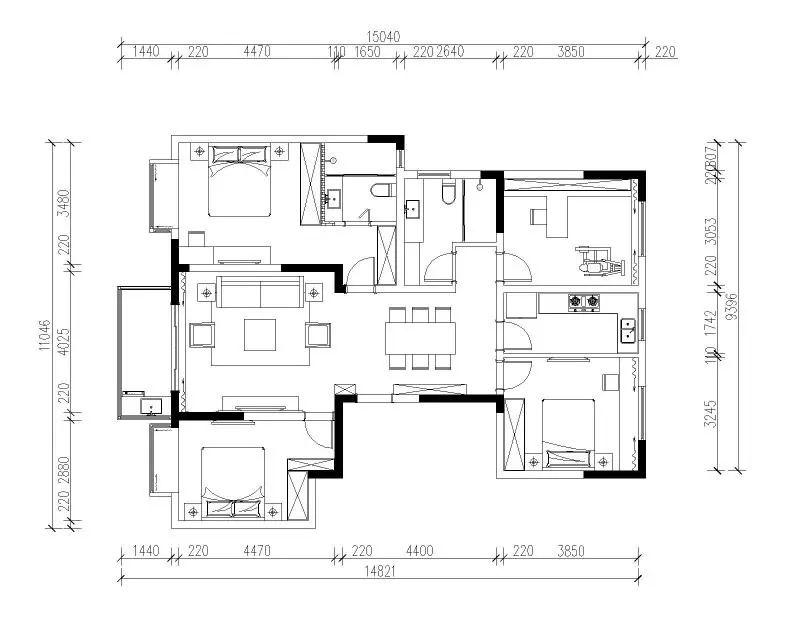余瑋_紅牛設計--中垠紫金官邸140㎡（G戶型）北歐風格03調整建議_平面布置圖