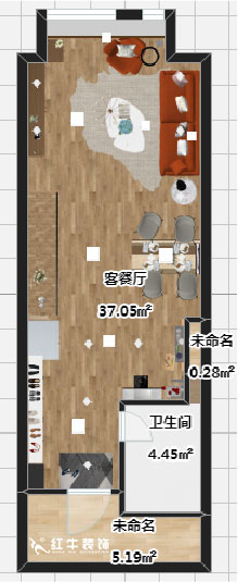 吳波_明發銀河城1-407-40㎡挑高-現代風格00彩平圖