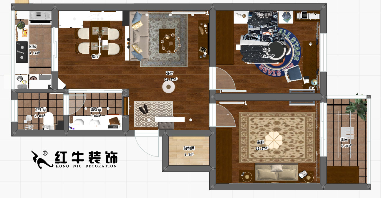 孟憲濤_高樓門59-403-76㎡-現代美式風格00彩平圖