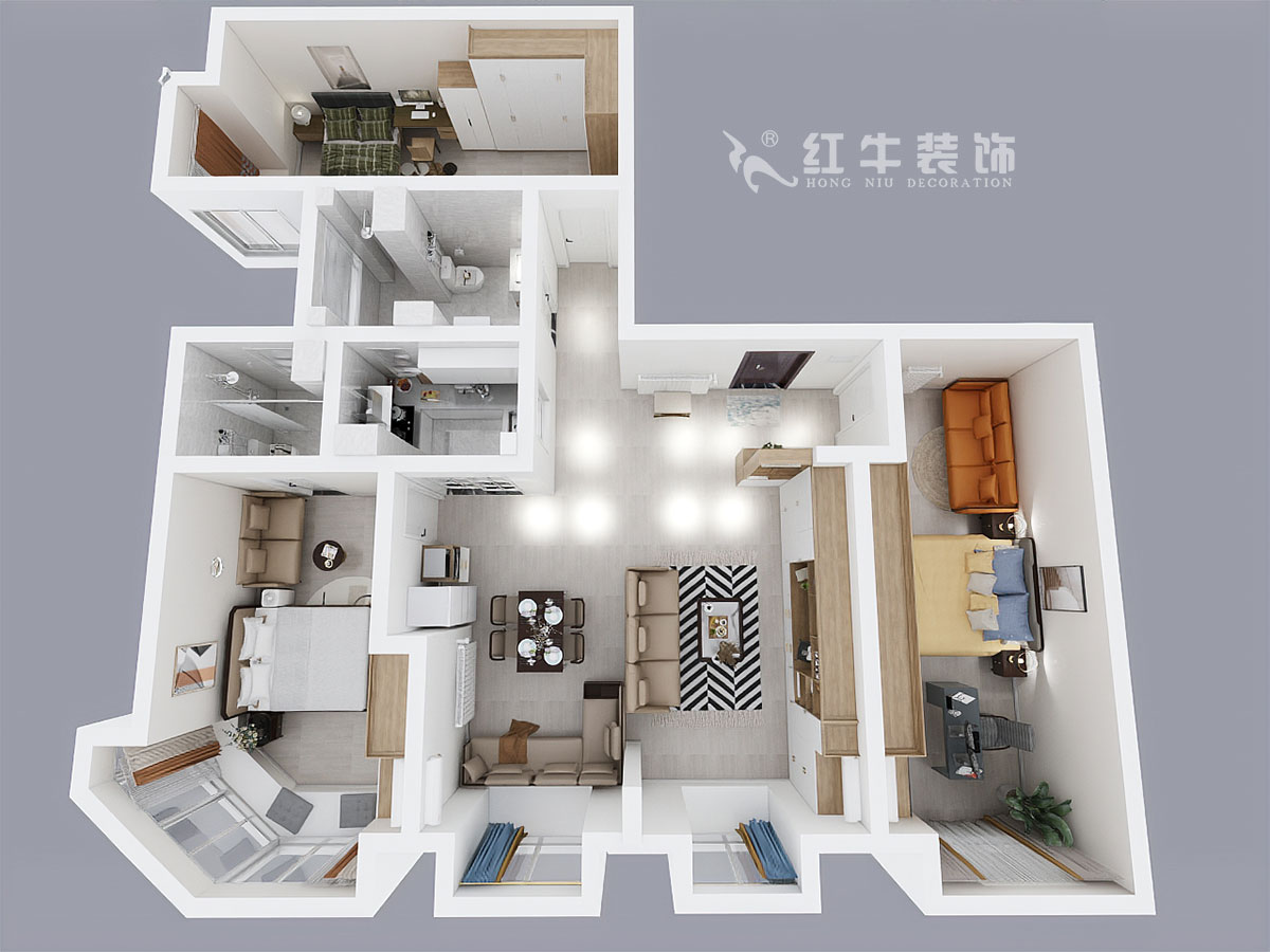 熊皓宇_金輪大廈2301室-170㎡-現(xiàn)代輕奢風(fēng)格_3室2廳2衛(wèi)（老房翻新）_定制家￥176858_全包30萬(wàn)00_04鳥(niǎo)瞰圖
