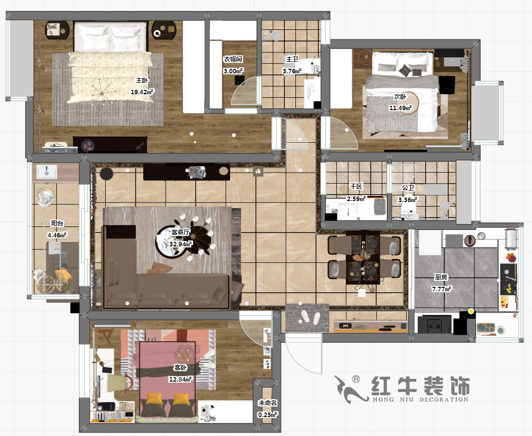 郭志成_宏圖上水園25-1104-130㎡-現代簡約風格_3室2廳2衛（老房裝修）_定制家￥134817
