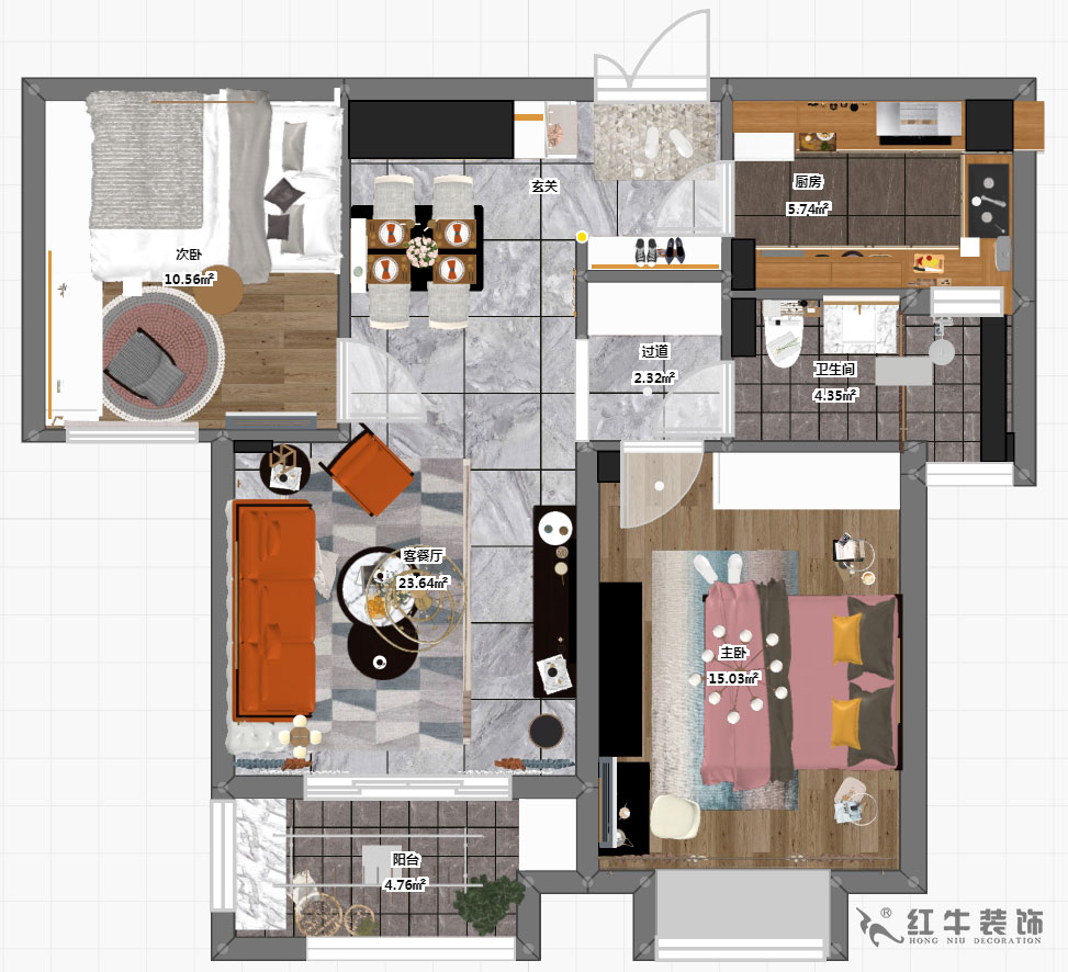 劉萍萍_旭日愛上城5區3-2405-90㎡-輕奢風格_2室2廳1衛（老房裝修）_定制家￥124010_全包12