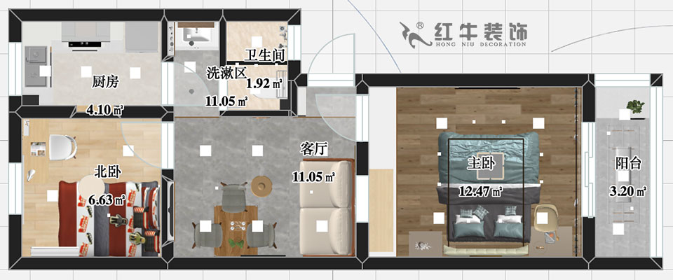 張智猿_濱江花園西園25-2-602-52㎡-現代簡約風格_2室1廳1衛（老房裝修）_定制家￥80749_全包8