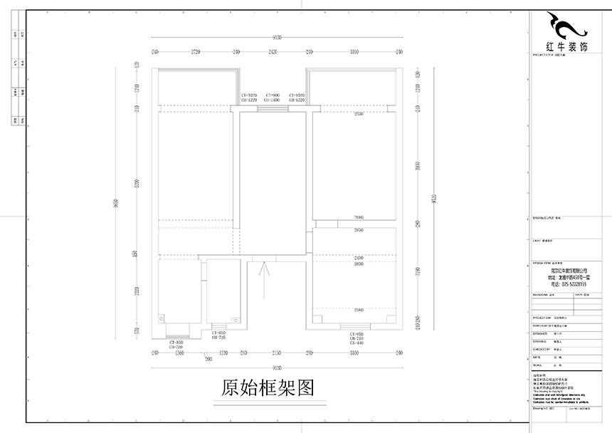 孟憲濤_良友里4-2-603-85㎡-現代風格_3室1廳1衛（二手房裝修）_定制家￥89000_全包9萬00_01良友里4-603原始框架圖
