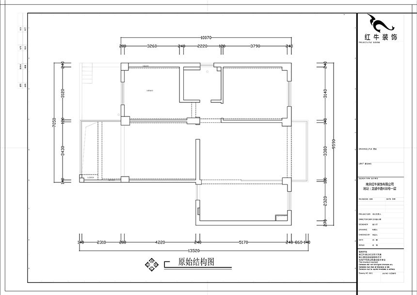 張智猿｜紅山山莊8-204-100㎡-簡中風格｜3室1廳1衛｜老房裝修｜定制家￥153700｜全包15萬｜00_01原始結構圖