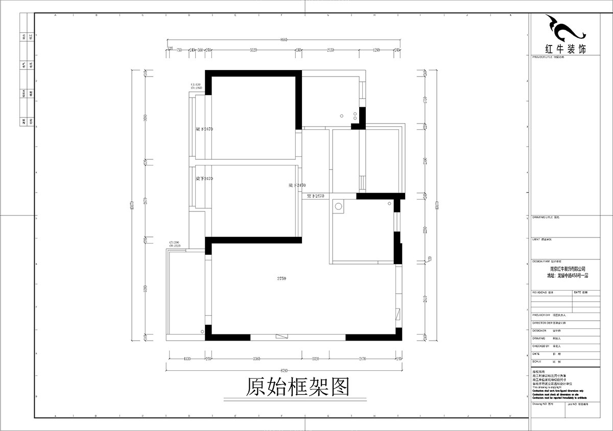 孟憲濤｜華潤幸福里10-2203-88㎡-簡約風格｜3室1廳1衛｜新房裝修｜定制家￥118229｜全包12萬｜00_01原始框架圖