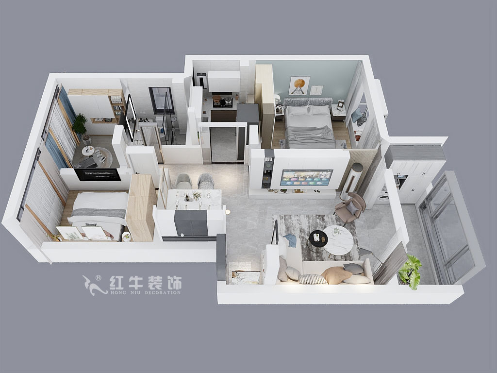 顧娟｜花雨南庭4-1-201-79㎡-現代風格｜3室2廳1衛｜老房裝修｜定制家￥80200｜全包12萬｜00_04鳥瞰圖