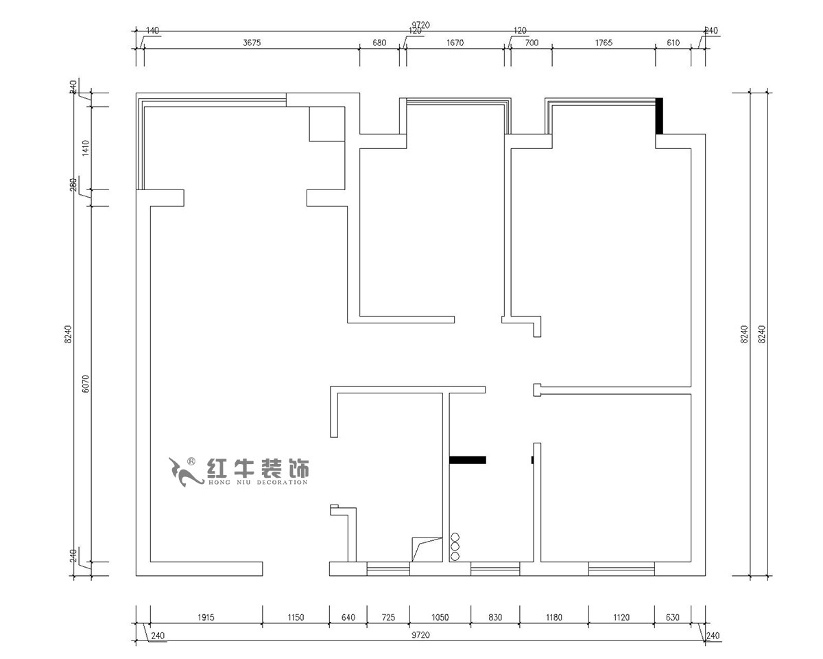 朱明琪｜仙林國際J-1802-95㎡-現代簡約風格｜3室2廳1衛｜新房裝修｜成品家￥131929｜全包13萬｜00_01原始結構圖