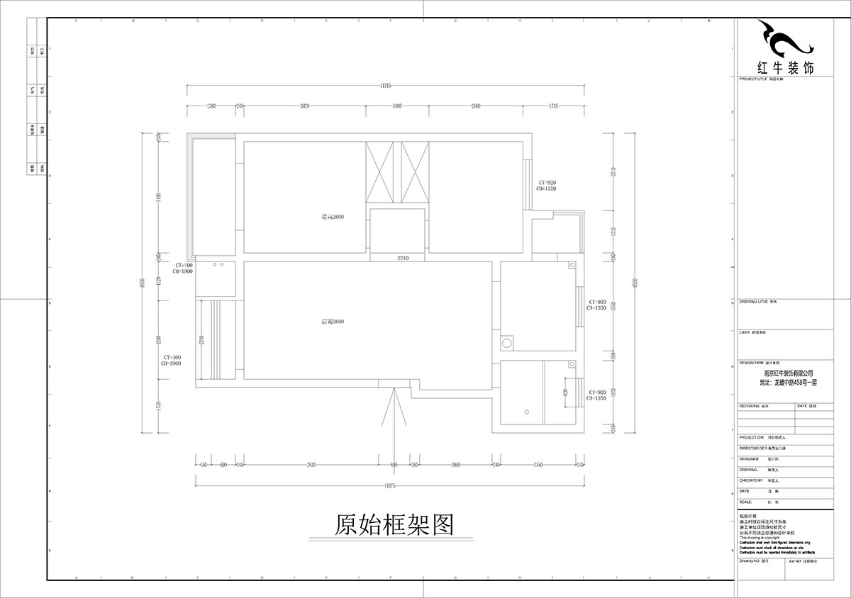 孟憲濤｜幸福美地12-2-404-85㎡-簡約風格｜2室2廳2衛｜老房裝修｜定制家￥109000｜全包12萬｜00_01原始框架圖