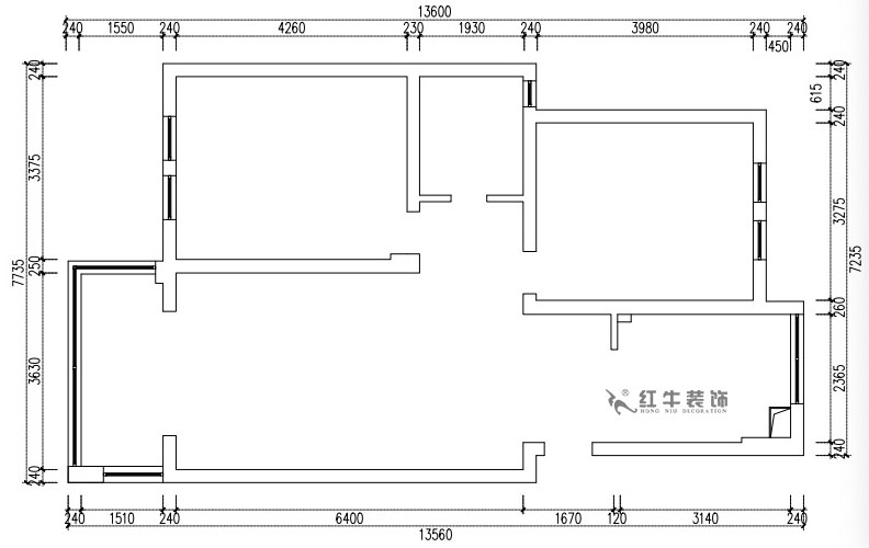張桐瑋｜仙龍灣山莊22-404-89㎡-日式原木簡約風格｜2室1廳1衛｜舊房改造｜半包￥67100｜半包7萬｜00_01原始結構圖