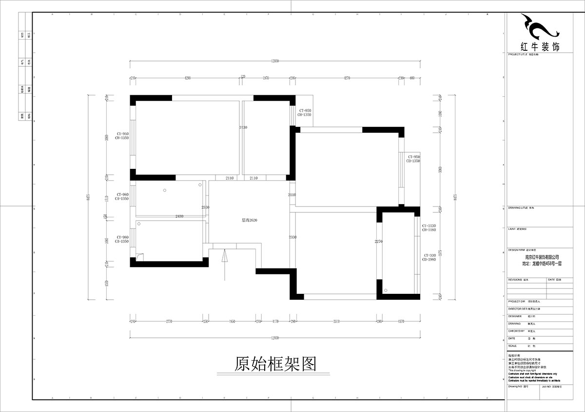 孟憲濤｜盤城新居43-2-1103-90㎡-簡約風格｜3室2廳1衛｜新房裝修｜定制家￥113156｜全包12萬｜00_01原始框架圖