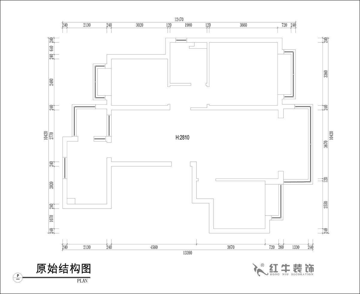 張桐瑋｜恒大林溪郡13-1001-99㎡-簡歐風格｜3室1廳1衛｜新房裝修｜定制家￥122000｜全包13萬｜00_01原始結構圖