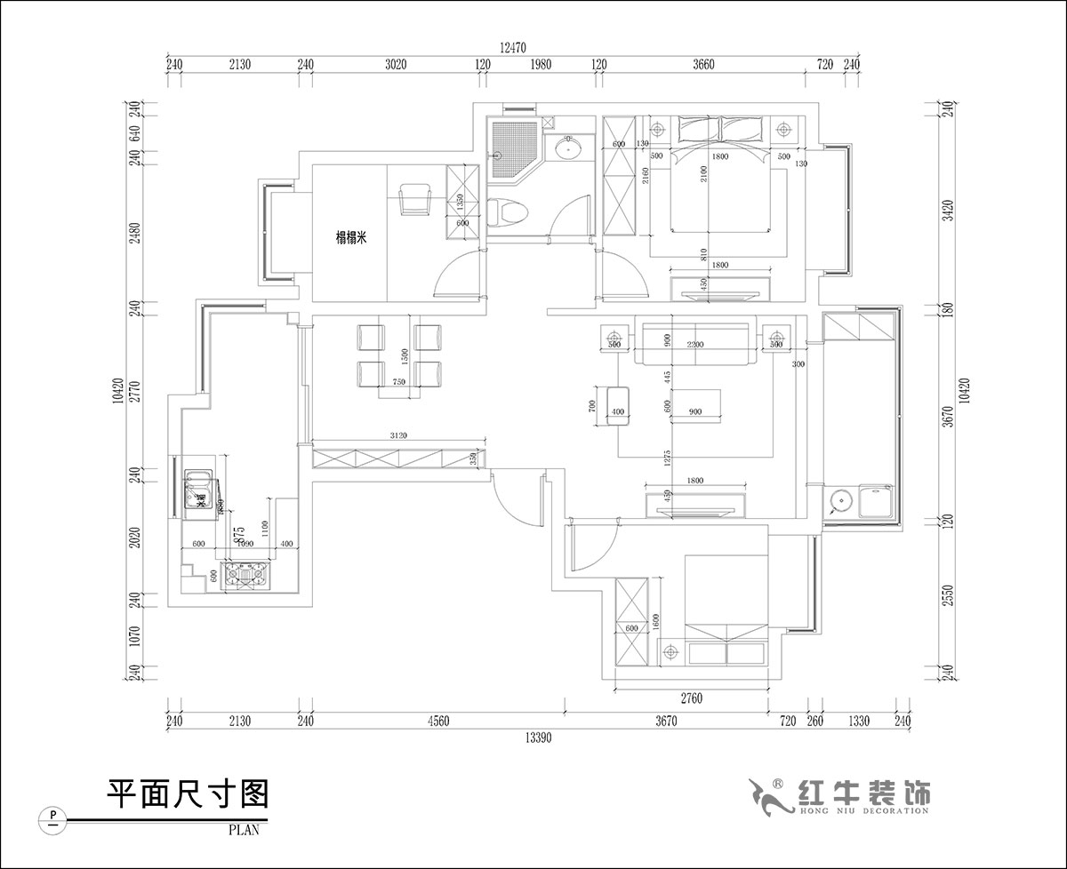 張桐瑋｜恒大林溪郡13-1001-99㎡-簡歐風格｜3室1廳1衛｜新房裝修｜定制家￥122000｜全包13萬｜00_03家具尺寸圖