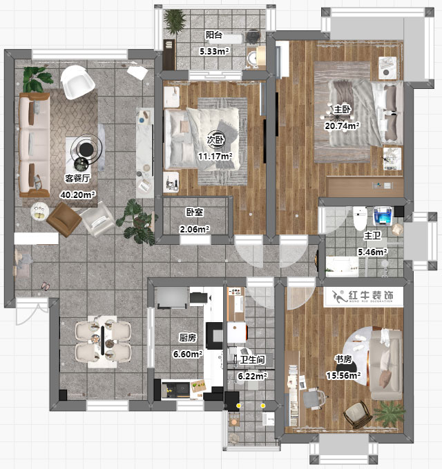 吳波｜仁恒翠竹園33-504-138㎡-現代風格｜3室2廳2衛｜新房裝修｜定制家￥155631｜全包15