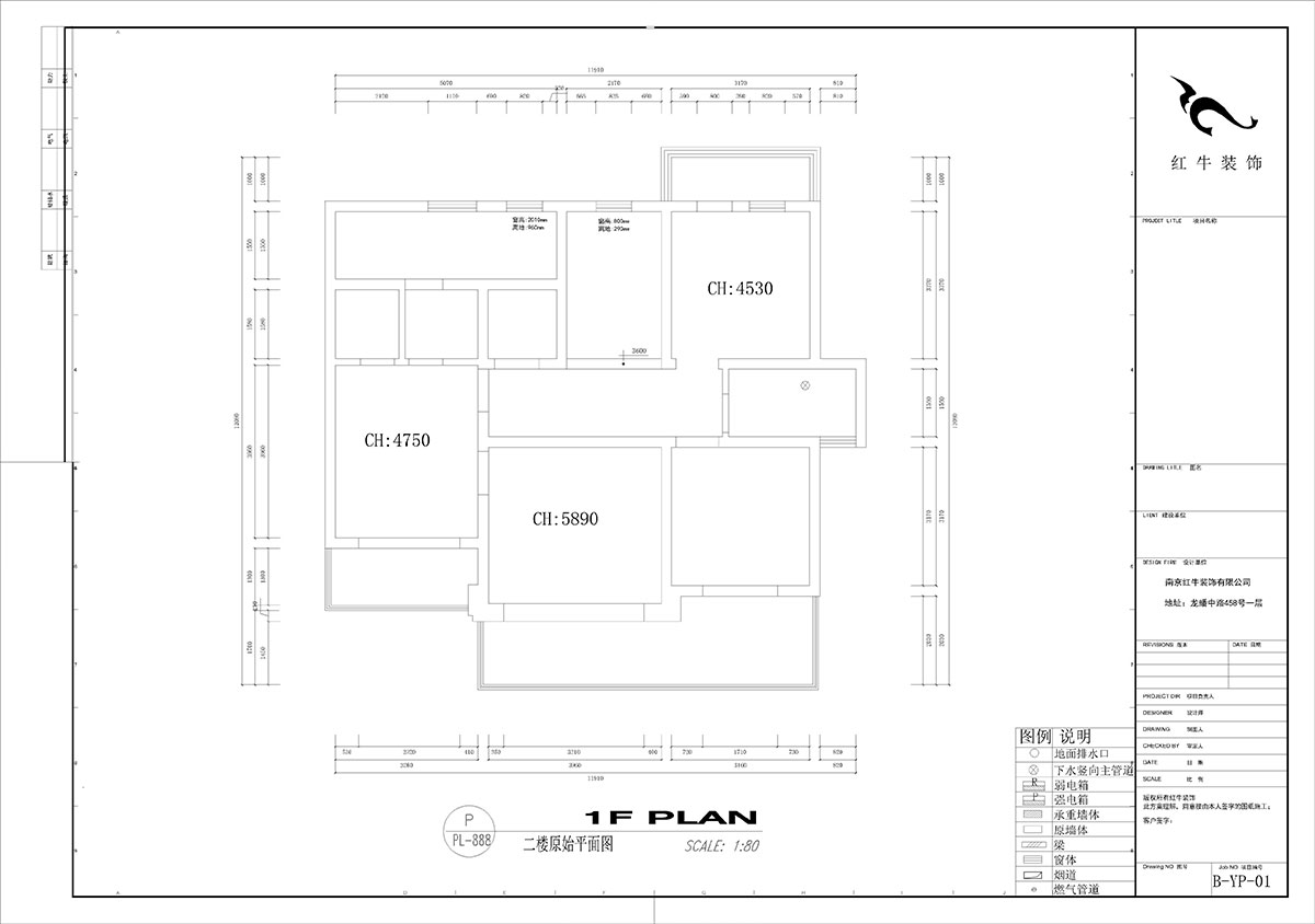 劉小勇｜酈湖美墅90-102-190㎡-現代風格｜4室2廳3衛｜新房裝修｜定制家￥288000｜全包33萬｜00_02二樓原始結構圖