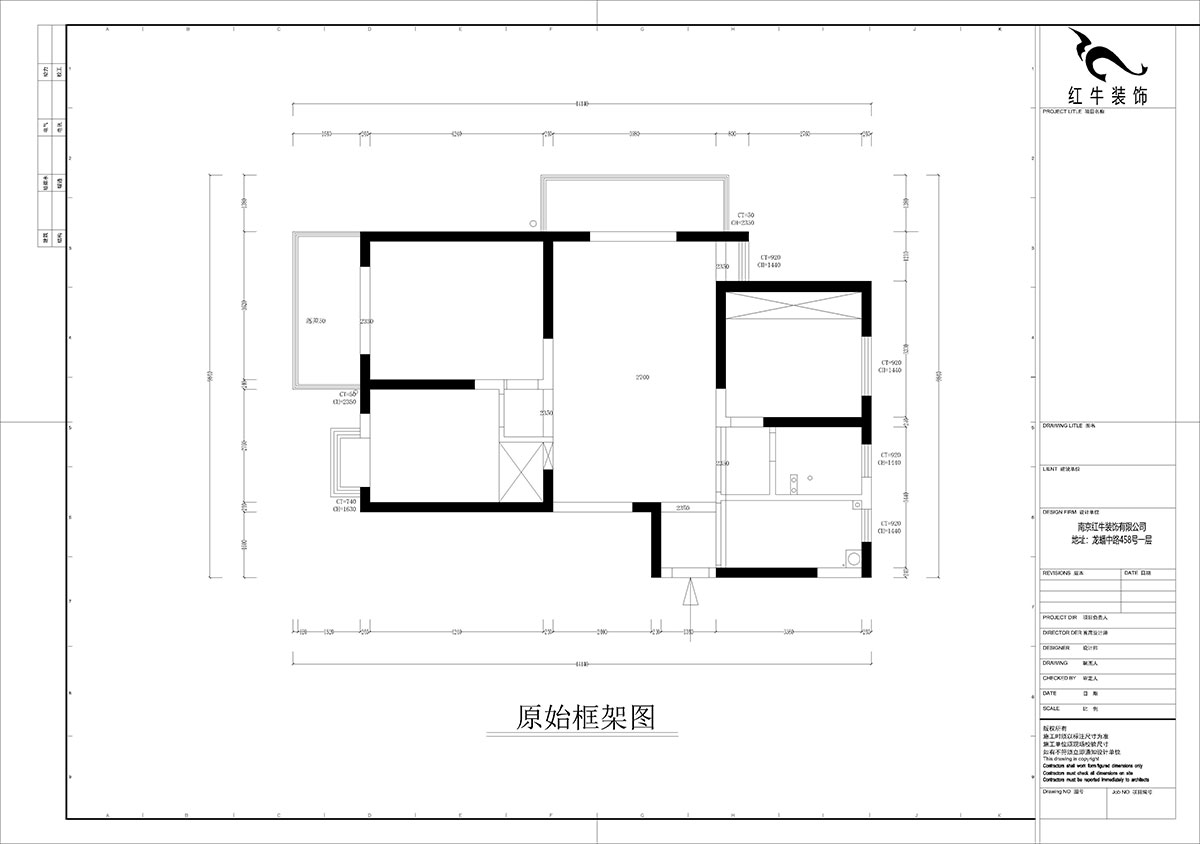 孟憲濤｜七彩星城2-2406-120㎡-簡約風格｜3室1廳1衛｜老房裝修｜定制家￥160000｜全包16萬｜00_01原始框架圖