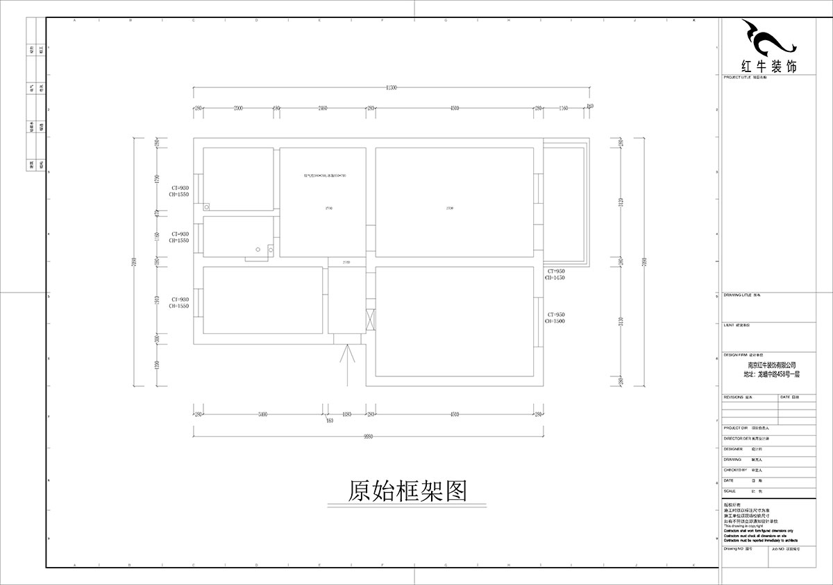 孟憲濤｜陳家牌坊2-404-74㎡-簡約風格｜3室1廳1衛｜新房裝修｜定制家｜全包12萬｜00_01原始框架圖