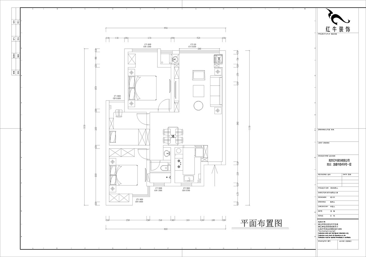 孟憲濤｜旭日愛上城星島園5-203-90㎡-簡約風格｜3室1廳1衛｜老房裝修｜定制家｜全包14萬｜00_02平面布置圖