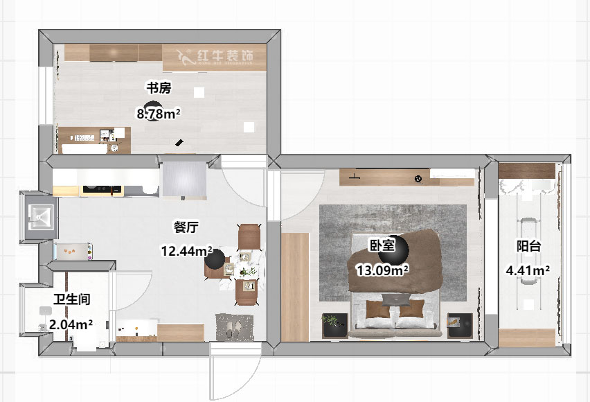 劉曉芳｜隨園10號2-501-51㎡-現代簡約風格｜2室1廳1衛｜老房裝修｜定制家￥86990｜全包8