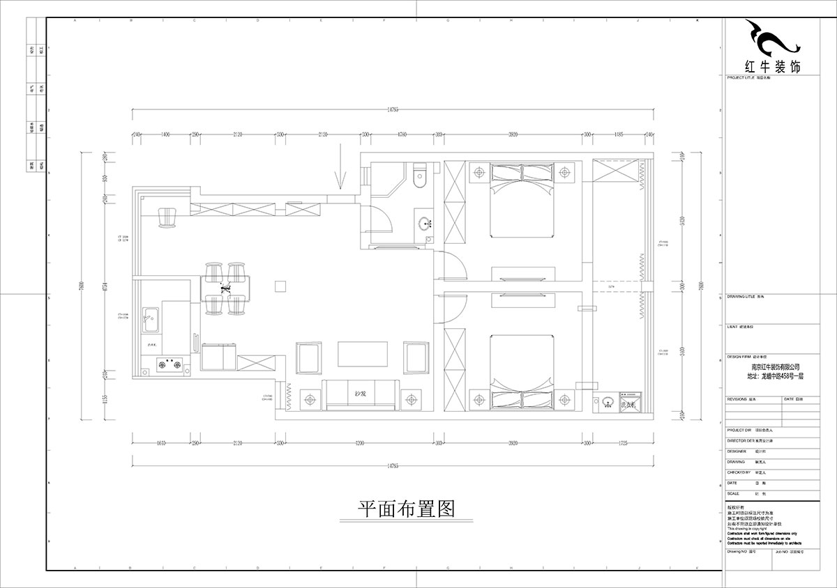 孟憲濤｜估衣廊18-3-305-100㎡-簡約風格｜3室2廳1衛｜老房裝修｜定制家｜全包14萬｜00_02平面布置圖