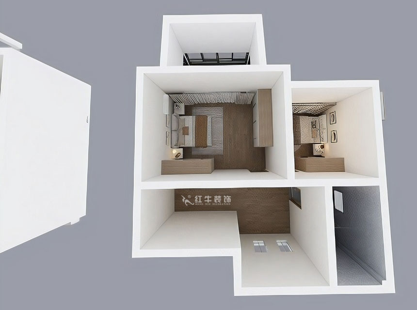 孟憲濤｜養龍山莊D-11B-120㎡-現代簡約風格｜3室2廳2衛｜老房裝修｜定制家｜全包14萬｜00_07二樓鳥瞰