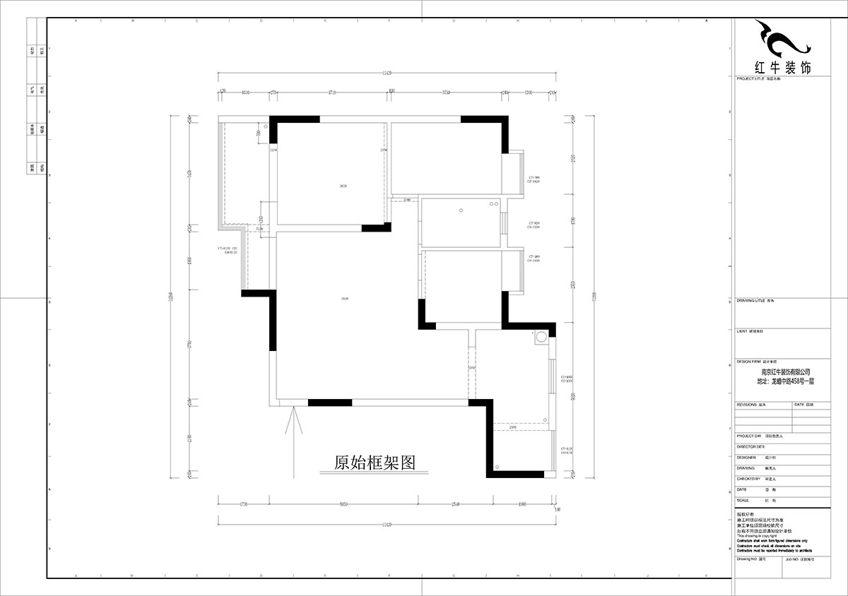 孟憲濤｜橋西苑2-1-1104-108㎡-簡約風格｜3室2廳1衛｜老房裝修｜定制家｜全包14萬｜00_01原始框架圖