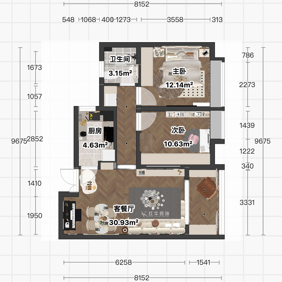 顧娟｜北外灘水城16街區11-903-80㎡-簡歐風格｜2室2廳1衛｜新房裝修｜定制家｜全包12