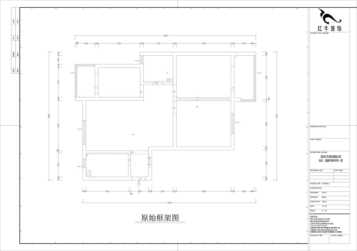 孟憲濤｜月桂園4-1005-103㎡-現代簡約風格｜3室2廳1衛｜新房裝修｜定制家｜全包14萬｜00_01原始框架圖