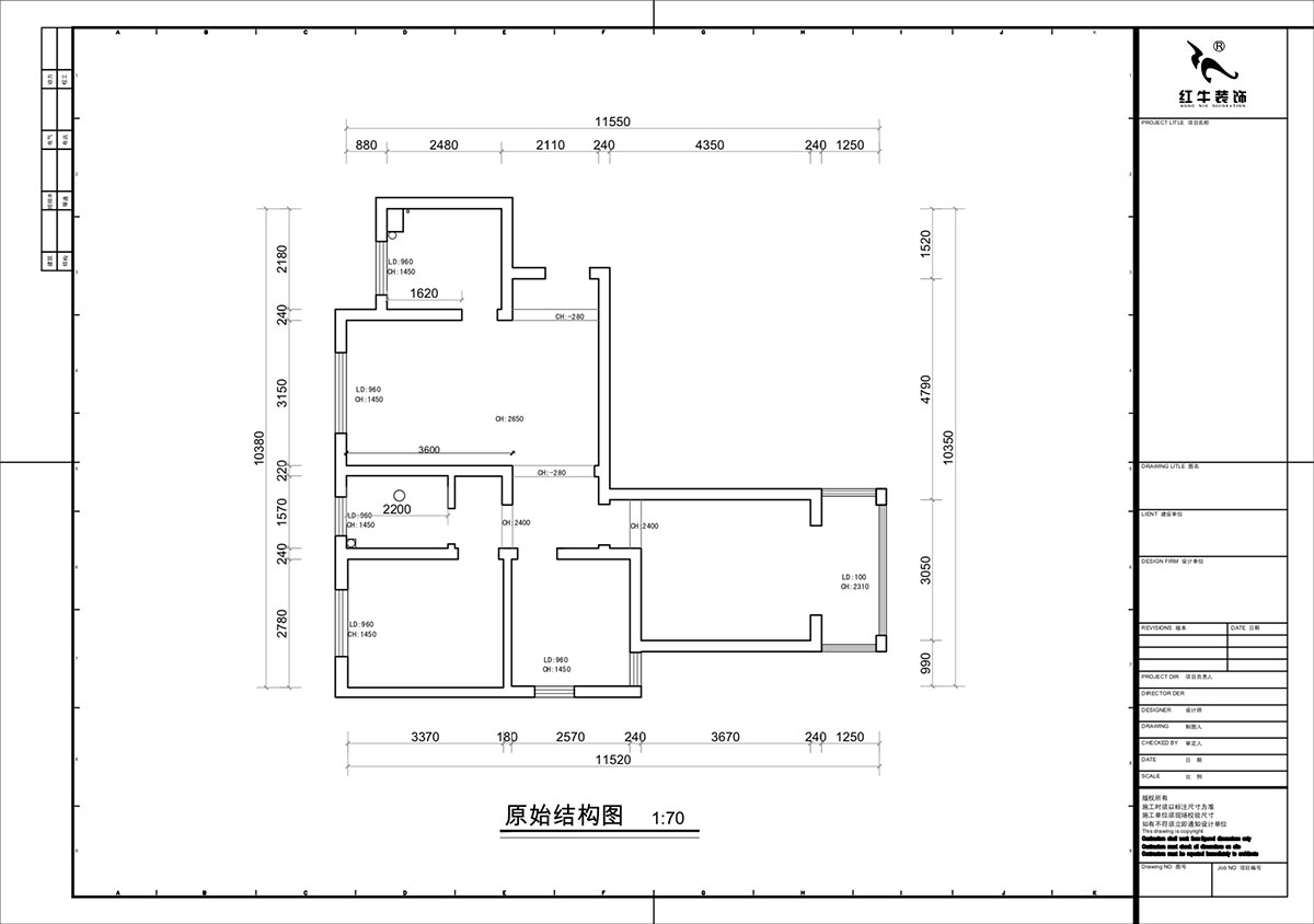 蔣琛｜銀龍雅苑11-3-212-85㎡-現代原木風｜3室1廳1衛｜新房裝修｜定制家｜全包11萬｜00_01原始結構圖