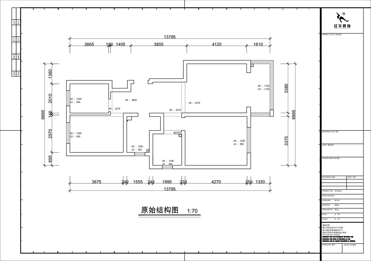 蔣琛｜白云雅居21-202-88㎡-現代簡約風格｜3室2廳1衛｜新房裝修｜定制家｜全包11萬｜00_01原始結構圖